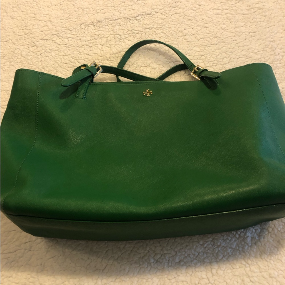 Tory Burch Emerald Green Leather Tote